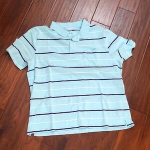 Saddlebred Comfort Flex Polo Light Blue with Navy & White Stripes size XL